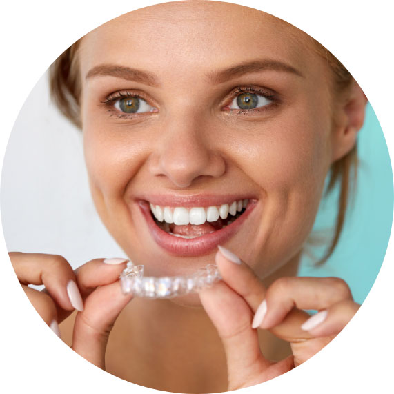 Lady with Clear Aligners